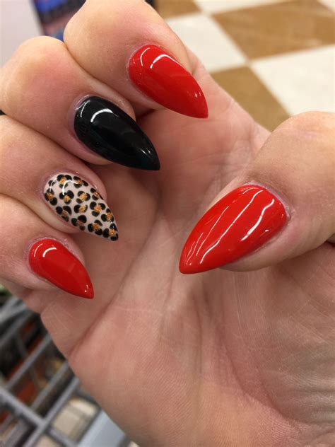 leopard print red nail polish.